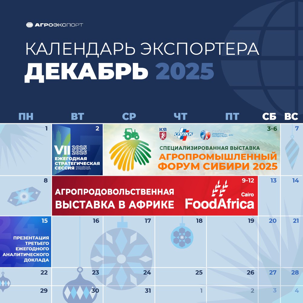 📆 Календарь экспортера на декабрь 2025