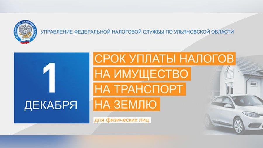 Имущественные налоги необходимо заплатить не позднее 1 декабря